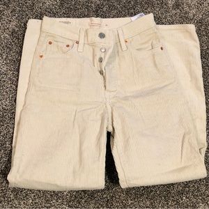 Levi’s ribcage straight cream corduroy pants